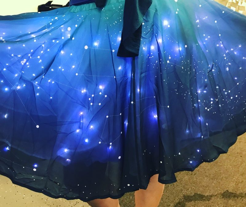 blue light up star skirt from Thinkgeek