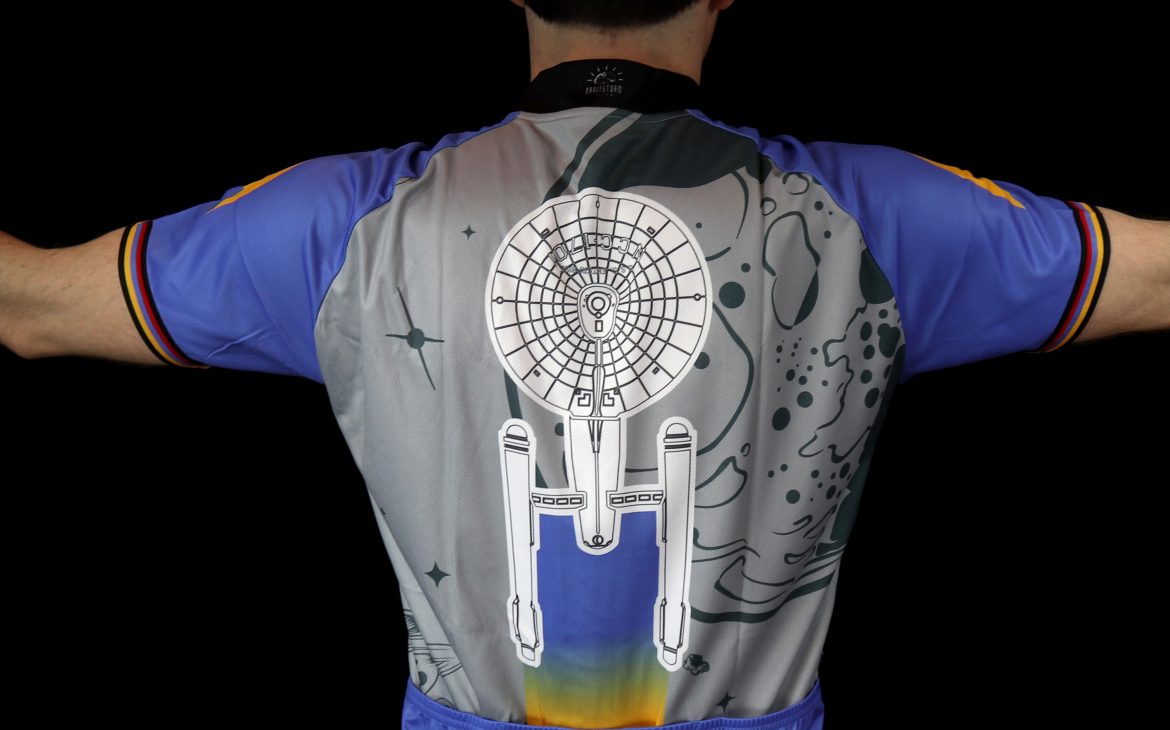 Back View of Mens Star Trek Enterprise cycling jersey