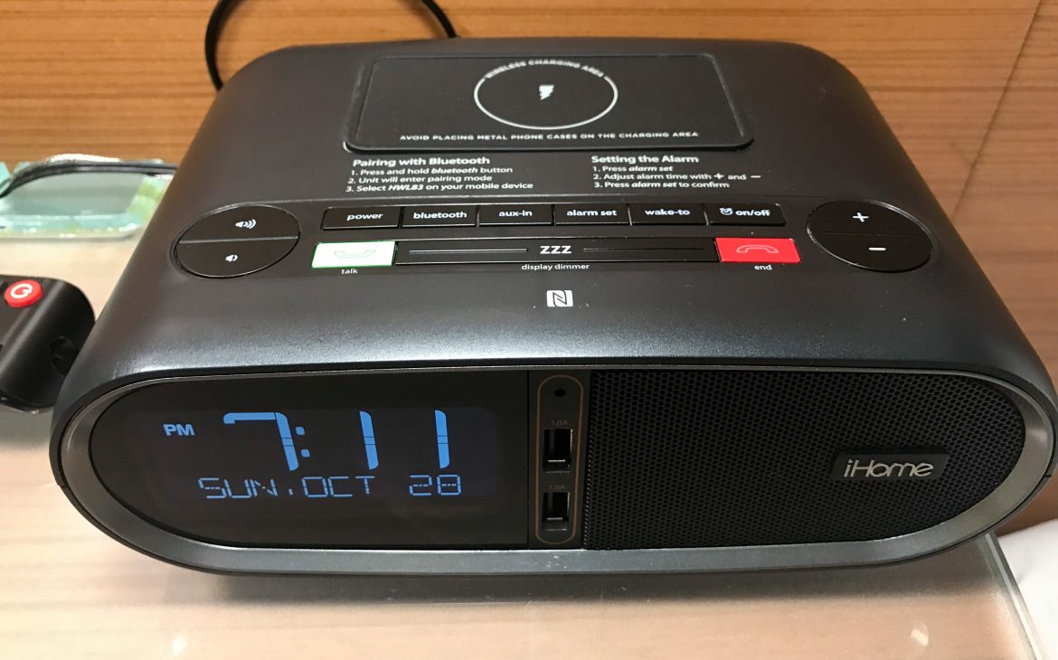 alarm clock with wireless charging station at The Shore Hotel