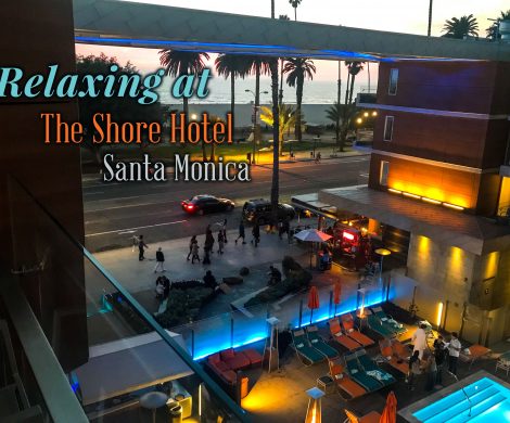 view from an ocean view balcony of The Shore Hotel in Santa Monica, overlooking the pool and the beach