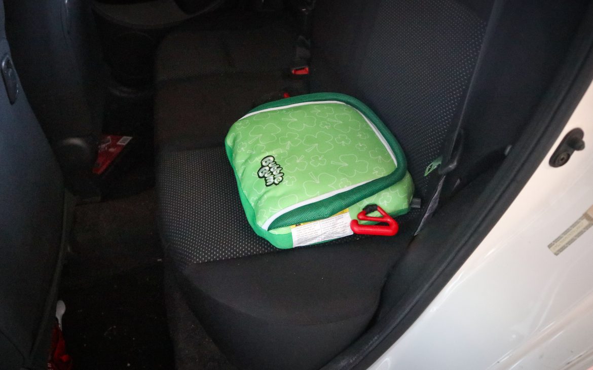 Bubblebum travel car seat inside a car