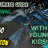 A mom and little boy riding a dragon, with the text "The Ultimate Guide to Surviving San Diego Comic Con with young Kids" part two